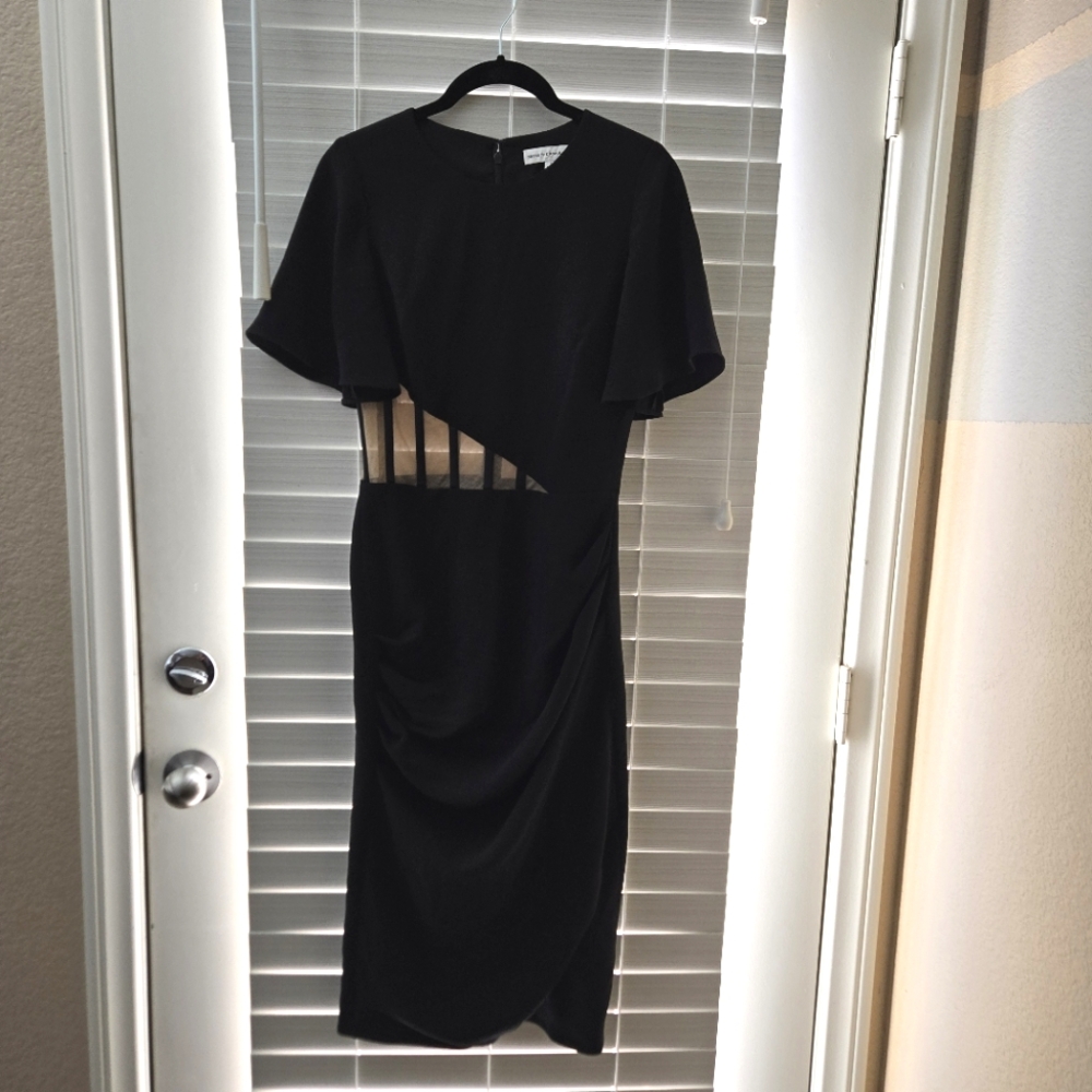 Dress the Population Tenley Black Dress With Boning Mesh Cutouts Cocktail Small - Picture 2 of 9
